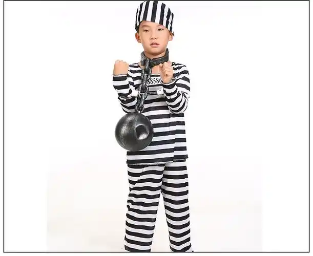 囚犯古装舒适爆款成人黑白囚服囚犯衣服儿童监狱衣镣铐舞台剧监狱服