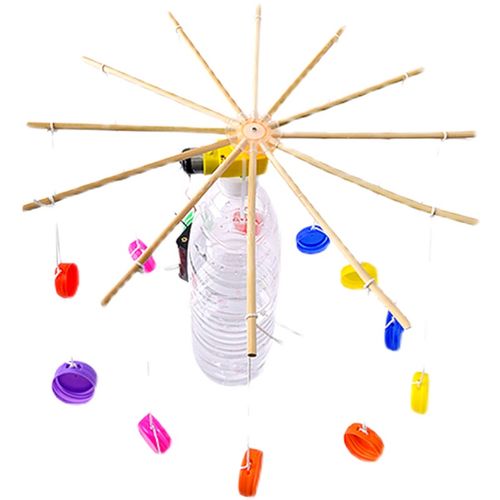 创意科技制作小学生旋转木马废物利用手工材料包发明玩具 diy瓶盖旋转