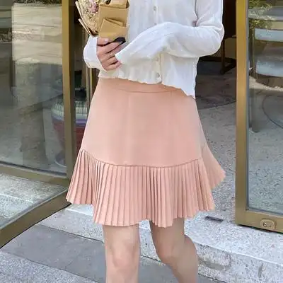 you少女情怀百褶小短裙2020新款女夏修身时尚高腰a字包臀半身裙