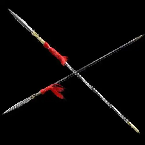 龙泉市刀剑花纹钢做旧腾龙枪十八般兵器长矛金属手工长枪未开刃