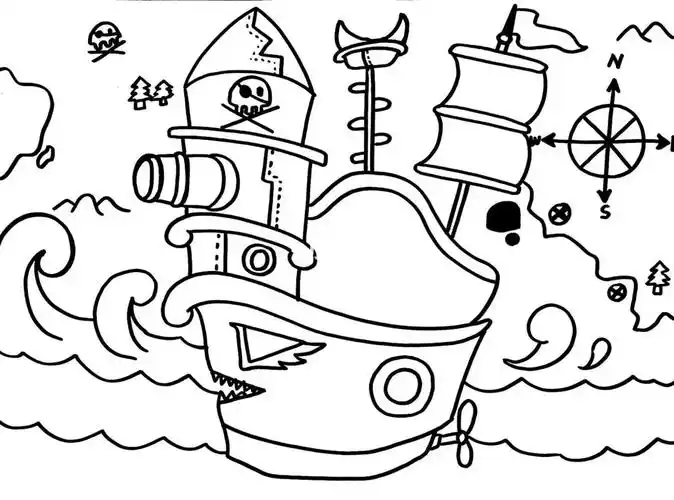 儿童创意画73海盗船