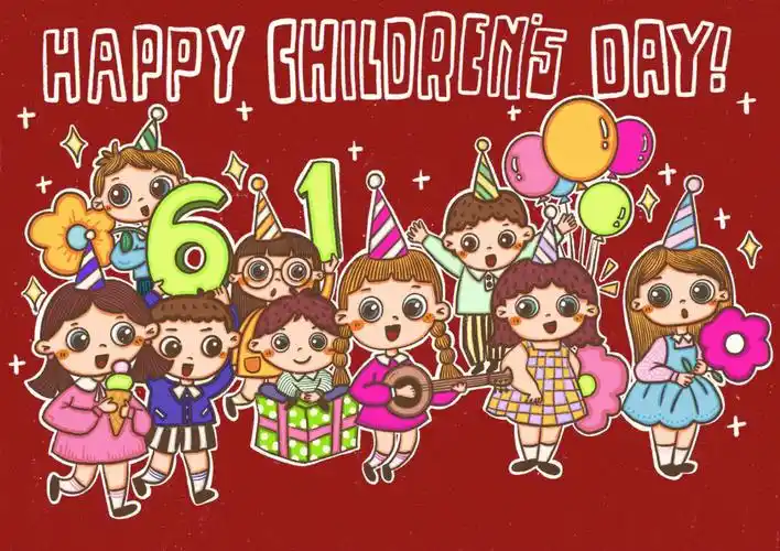 手绘六一儿童节主题画免费提供线稿