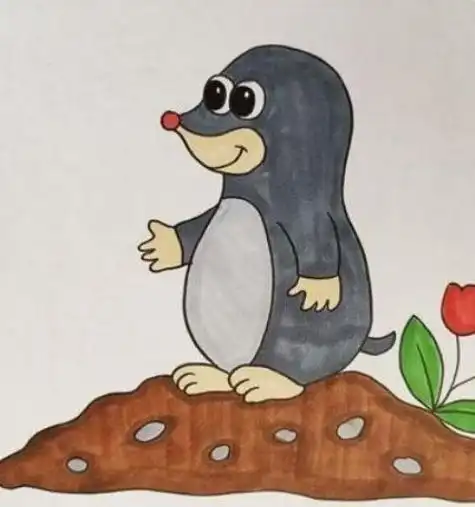 可爱小鼹鼠简笔画怎么画_简笔画图片大全 - 元艺考