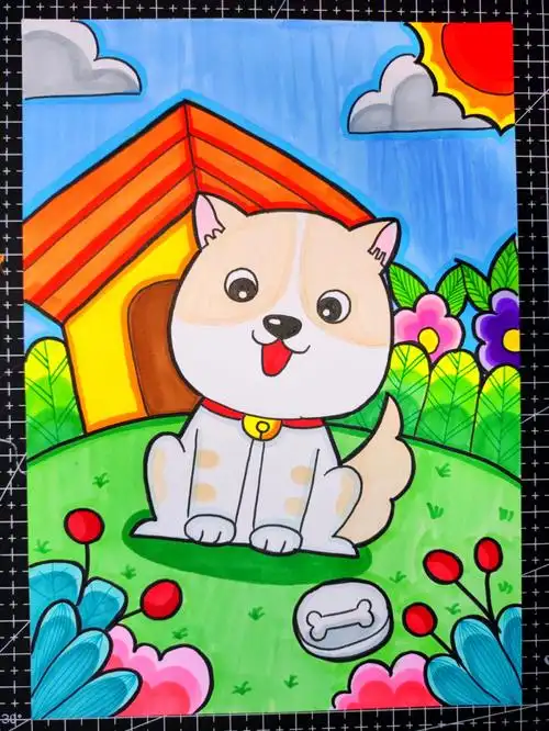 马克笔简笔画可爱的小狗