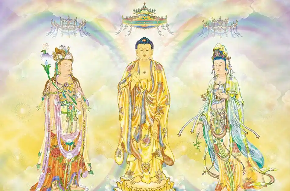 大乘经载,阿弥陀佛在过去久远劫时曾立大愿,建立西方净土,广度无边