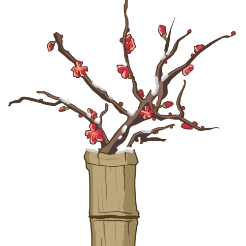 手绘冬季红梅树插画图片