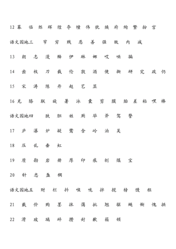 人教版二年级语文下册生字表一和表二doc5页