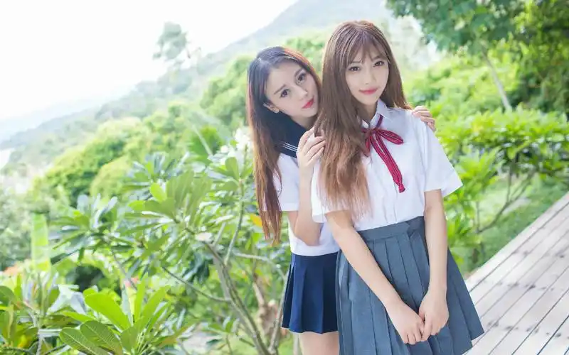 养眼闺蜜学生制服写真桌面壁纸
