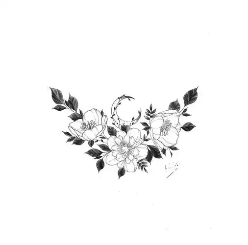 这款素花推荐位置花胸锁骨位置#纹身手稿