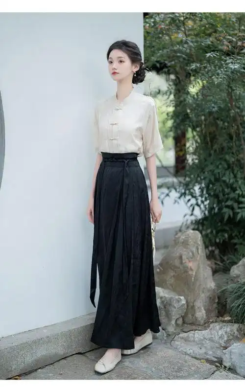 现货实拍新中式汉元素提花衬衫马面裙套装  40 - 17网