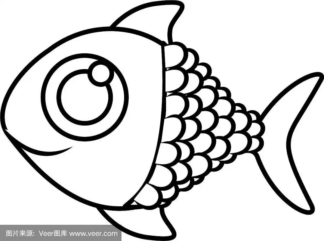 单色剪影的鱼与大眼睛