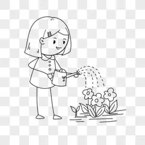 小朋友给植物浇水简笔画 - 简单简笔画