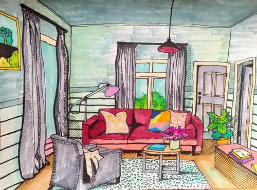 少儿书画作品-我的房间/儿童书画作品我的房间欣赏_中国少儿美术教育