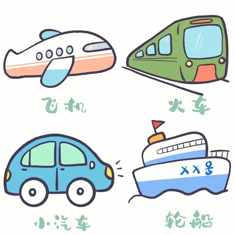 交通工具简笔画:小汽车简笔画,飞机简笔画.火车简笔画,轮船简 - 抖音