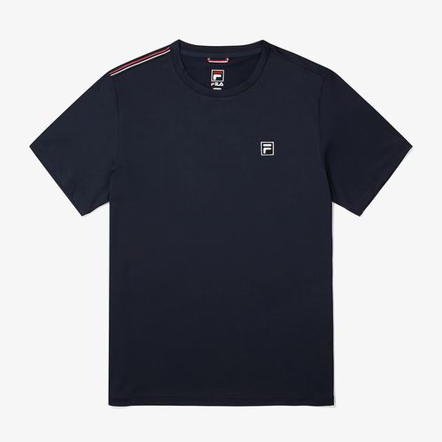 斐乐(fila)男士基本款网球表演亨利领短袖t恤运动装衫上衣小标志吸湿