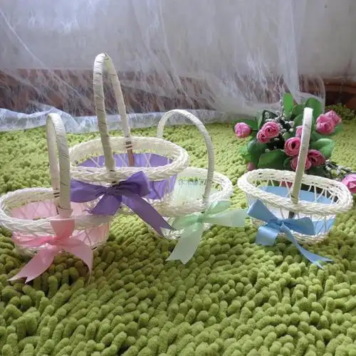 花篮竹藤编织手提婚庆喜糖舞蹈居家办公装饰摆件饰品diy手工篮子