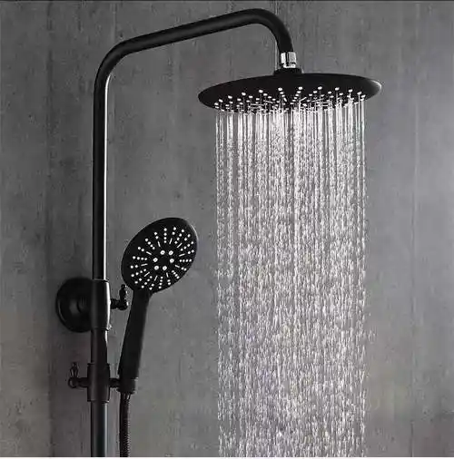 德国黑色磨砂淋浴花洒喷头头大顶喷手加压莲蓬花洒