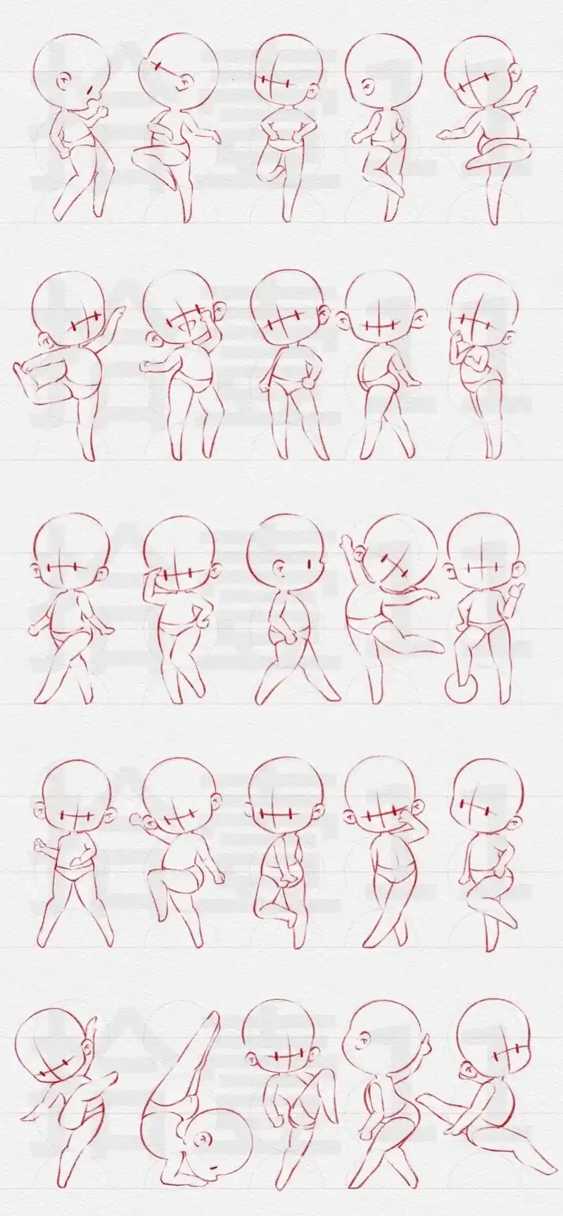 25个站姿合集全身速写q版人体动态