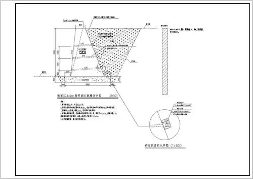 地面以上4米高浆砌石挡墙图纸