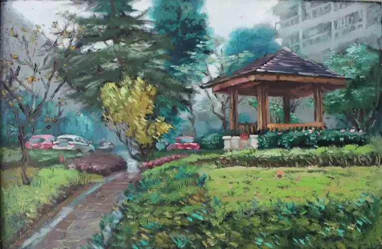 校园一角(油画)