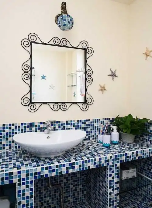 开放式洗手台瓷砖装修效果图