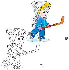 打冰球的男孩卡通画