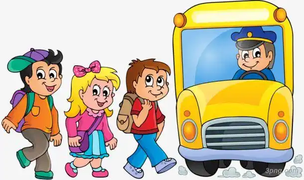 排队上车的小朋友png素材透明免抠图片-卡通手绘