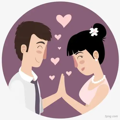 手绘卡通情侣击掌图案