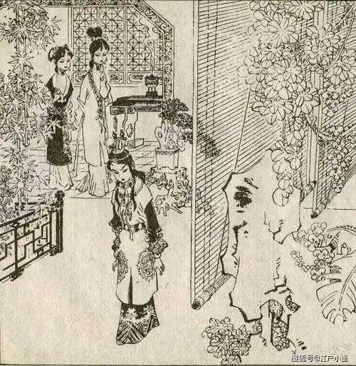 红楼梦连环画《黛玉葬花》欣赏,徐晓平绘画_贾府_贾母_宝玉