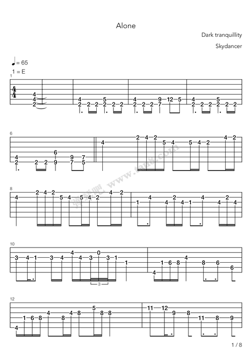 吉他谱 - alone