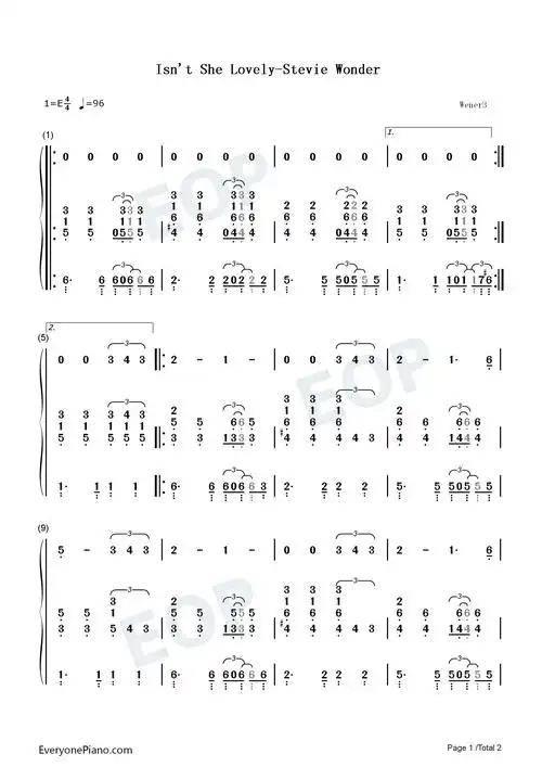 isnt she lovely-stevie wonder双手简谱预览1