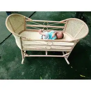 竹藤编婴儿床实木摇篮床老式摇窝新生儿宝宝摇摇床婴儿小摇蒌睡篮