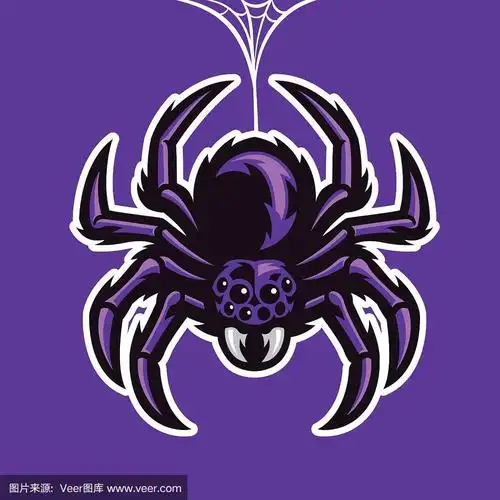 吉祥物蜘蛛挂在蜘蛛网上