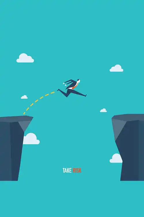 跨越悬崖的人物矢量素材