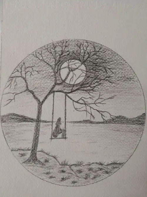 倩女悠闲荡秋千,秀目眺望远景观.