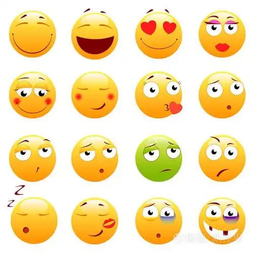 3d的可爱表情符号的集合表情符号和微笑的图标白色背景上的孤立矢量图