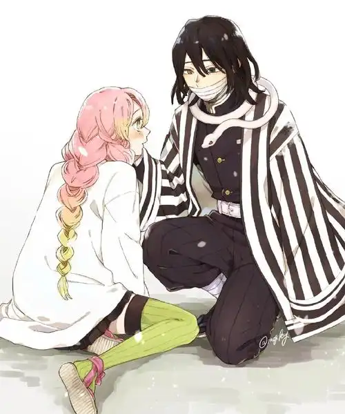 鬼灭之刃蛇恋夫妇甜美插画图片