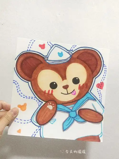 第27幅61迪士尼达菲马克笔简笔画附线稿