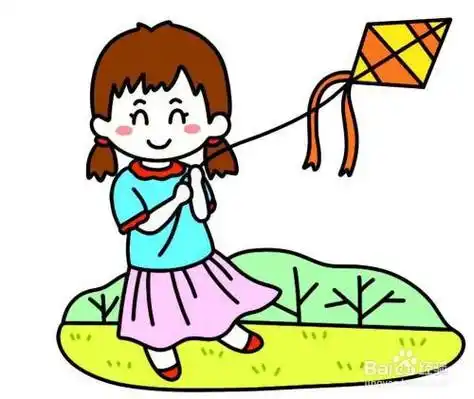 女孩放风筝背影简笔画