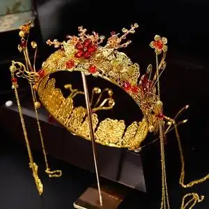 凤冠头饰奢华流苏大婚古代公主绣禾服古妆发饰新娘皇后宫廷中国风