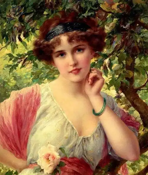 他的画作中,女人总是显得如此美丽,令人陶醉.