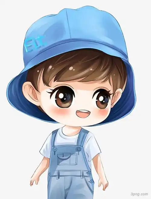 q版手绘小男孩png素材透明免抠图片节日元素