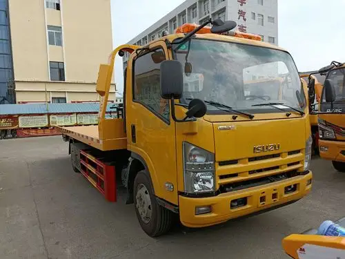 黄牌庆铃五十铃一拖二清障车价格图片5吨上装拖车厂家_程力环卫垃圾车