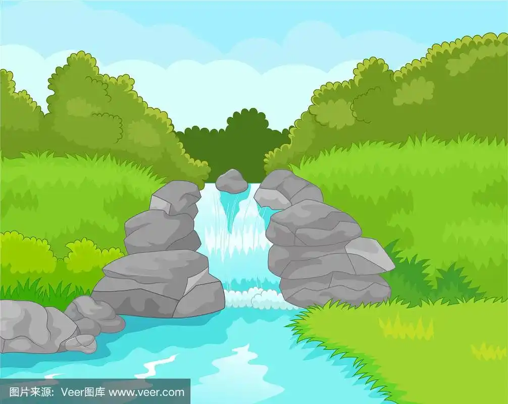 美丽的瀑布卡通