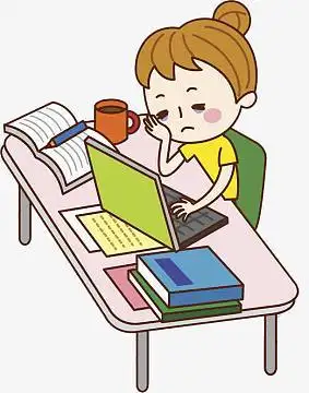 卡通伸懒腰的女人免抠图png年轻人的工作状态png女孩插画png工作的