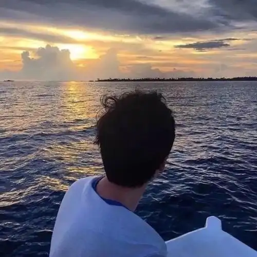 男生头像个性又帅气的不露脸背影头像落日风景头像