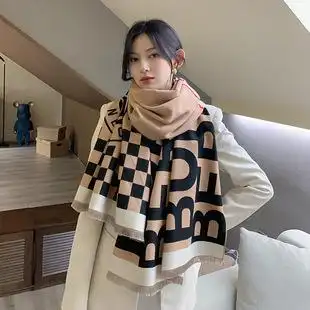 韩国东大门f字母仿羊绒围巾