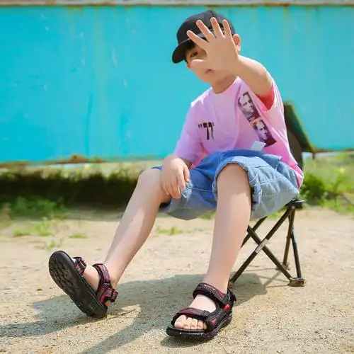 初中生穿的凉鞋青少年男生谅鞋男童凉鞋夏款儿童软底防滑童鞋中大童