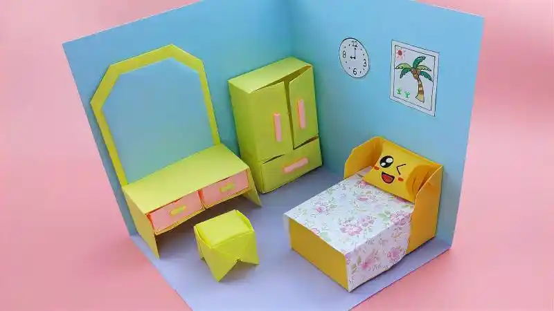 手工折纸制作芭比迷你小家具6