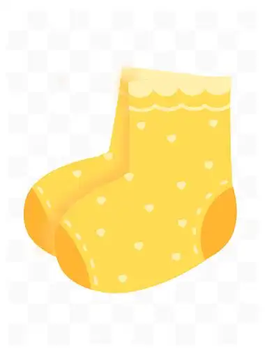 柠檬 i>黄 /i>爱心点缀卡通袜子